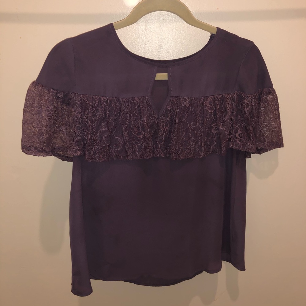 Grayson Threads Purple Mesh Blouse